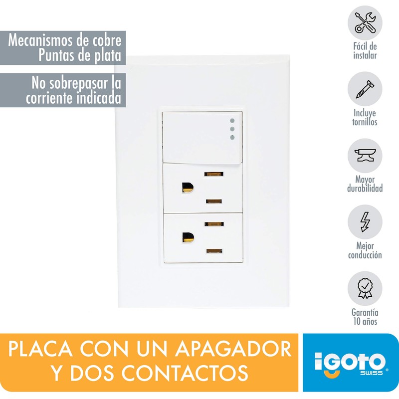 iGOTO PB414-B Placa de 3 Módulos, Apagadorador y 2 Controles,