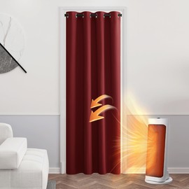 PONY DANCE Thermal Blackout Curtain - Red Curtain Light Blocking Eyelet Top Drape Christmas Decor for Door, Windows Treatment Energy Saving, 1 Piece, Wide 52 in by Drop 84 inch, Red