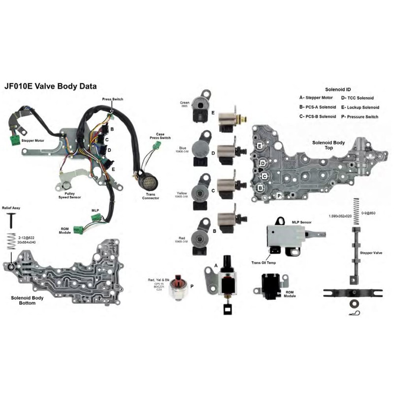 9PCS CVT JF011E Valve Body Solenoid Kit Compatible with Nissa