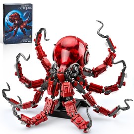 XITALAXU Mechanical Octopus Building Sets for Adult, Ocean Animal Collection Toy with Display Stand and Light, Home Office Decor and Idea Gift for Teen Boys 8+(882PCS)