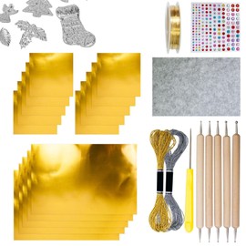 Foil Paper for Crafts | Aluminum Metal Crafts Foil Roll,Silver Gold Shimmer Shiny Embossing Engraving Painting Kit Crafting Art for Kids Adults