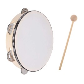 Wooden Hand Drums, Wooden Tambourine, Single Row Hand Drum, Children's Tambourine Set, Handheld Tambourine, Percussion Hand Drums for Children, with 1 Beater for Children, Party, School and Early
