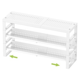 Jojocross Expandable, Stackable, Adjustable Spice Rack Kitchen Organizer,Metal Pantry Storage Shelves - Multi-Tier Shelf for Cabinet, Countertop, Pantry, Cupboard or Wall Mount,White
