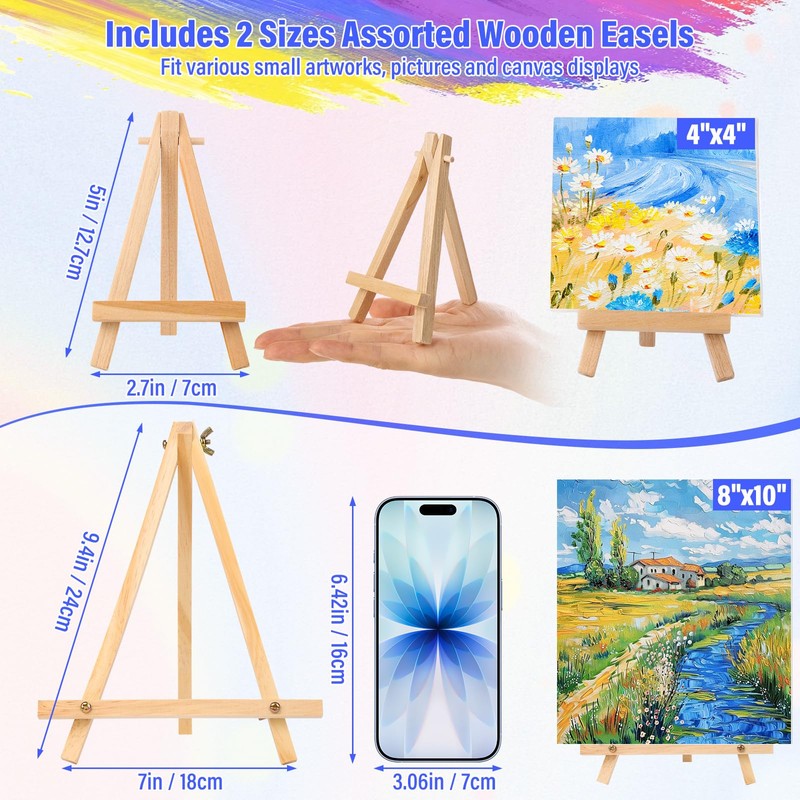 Jupwalz 24 Pack Wood Easels for Painting and Display (9