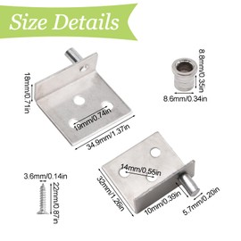 UFURMATE Pivot Hinge, 4 Sets Concealed Shaft Cabinet Door Pivot Hinges Cabinet Wood Door Hinges with Pin Door Hinges with Bushing for Free-Swinging Wood Cabinet Door (Silver)