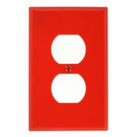 Leviton 1-Gang, 1-Duplex, Midway Nylon Wallplate, Midway Size, 1 Pack, PJ8-R, Red