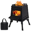 Lineslife Wood Burning Camp Stove, Portable Cast Iron Camping Wood