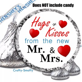 Crafty Smafty fits Hershey Kiss Labels Sticker Wedding Party Favors Hugs and Kisses New Mr Mrs