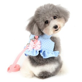 SELMAI Cat Harness and Leash Escape Proof No Pull No Choke Dot Bow Tie for Cats Boys Girls Soft Padded Vest for Puppy Small Dogs Leash Lead for Walking Adjustable Buckle Jacket Easy on Spring Autumn S