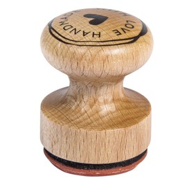 Wood Mounted Rubber Stamp featuring the phrase Handmade with Love, Stamp for Crafting, Card Making and Scrapbooking, Butterer, round, 3cm, 29022000
