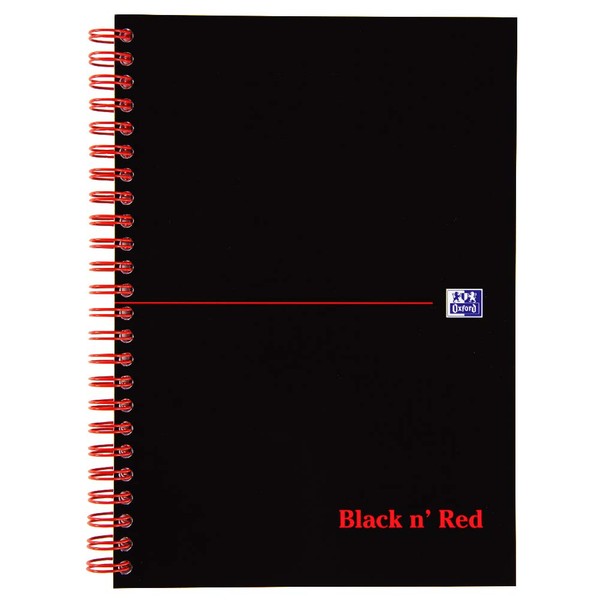 Oxford Black n' Red A5 Card Cover Wirebound Notebook, Ruled, 100 Page, 1 Notebook