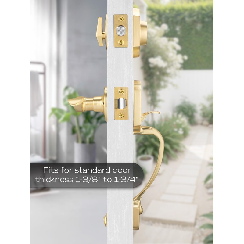 EHOMEWARE 1 Pack Gold Entry Door Handles, Front Door Knobs