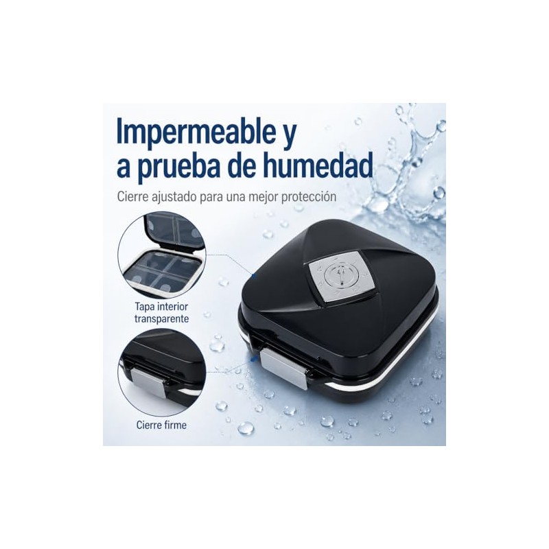 Pastillero Impermeable - Pastillero de Viaje con 7 Departamentos -