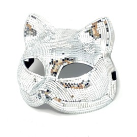 Masquerade Mask For Women, Cat Design, Venetian Style, Costume Party Mardi Gras Masks (Mirror Silver)