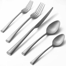 Alata Bailey 20-Piece Forged Stainless Steel Flatware Set Cutlery Set,Service for 4,Matte Satin Finish,Dishwasher Safe…