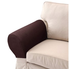 LERTREE 1 Pair Sofa Arm Slipcovers Elastic Sofa Armrest Protectors Removable Chair Sofa Armrest Covers (Coffee)
