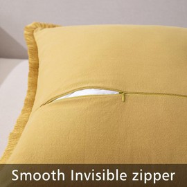 Set of 2 Square Pillow Covers, 22x22 Cotton Throw Pillow Cover with Fringe Tassel, Decorative Boho Pillow Covers Cozy Pillowcases for Couch Sofa Bed Living Room Bedroom Farmhouse Home Decor Accents