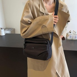 Eslcorri Crossbody Bags for Women, Small Nylon Shoulder Purse Casual Travel Sling Handbag Lightweight Multi-pocket Crossover Everyday Bag Compact Simple Neutral Purse -Black