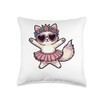 Cat Skirt Heart Shape Sunglasses Dabbing Dance Lover Throw Pillow