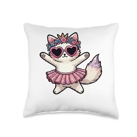 Cat Skirt Heart Shape Sunglasses Dabbing Dance Lover Throw Pillow