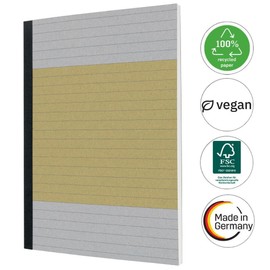 SIGEL SN100 Recycled Paper Lined Notebook, A5, Pack of 2, High Whiteness, 200 Pages, Sustainable: Vegan, FSC Certified, Cardboard Cover