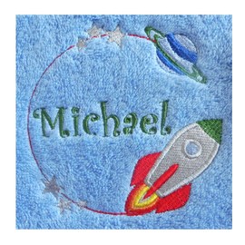 Rocket (1381) - Embroidered Deluxe Fleece Baby Blanket (Heavier Weight) (Pink Rosebud)