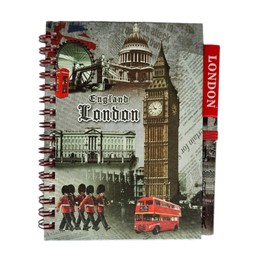 stationary 1 x London Souvenir Notebook Notepad Pen - British England London Landmark Icons Diary & Pen - England UJ UK Note Pad Pen Gift Set