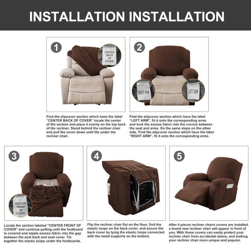 Genina Recliner Sofa Covers - Stretch Reclining Couch Covers with