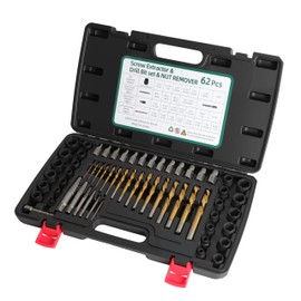 62Pcs Screw Extractor Set with Left Hand Drill Bit, Bolt Extractor Kit for Damaged and Rusty Screws