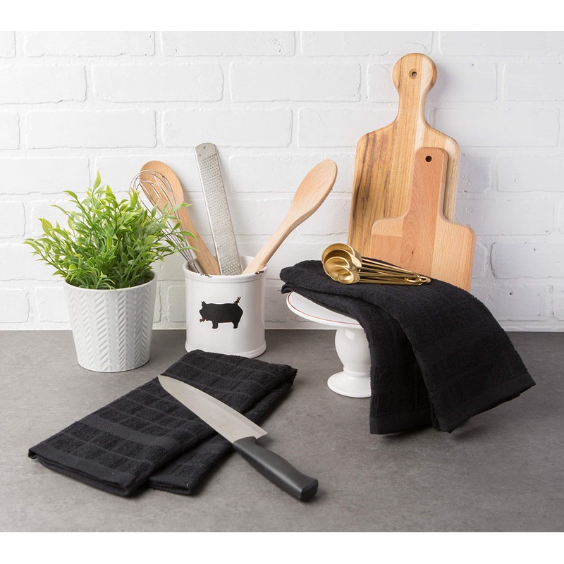 DII Cotton Terry Windowpane Dish Towels, 16 x 26 Set