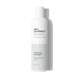 Feel Confident Haircare Thickening Shampoo - Gender-Neutral, Hair Surgeon Formulated. Pumpkin seed oil, Turmeric root extract, Saw palmetto, and Caffeine to Density and Growth. 8oz / 240 mL Bottle.