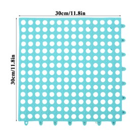 LISHINE 16 Pack 11.8" x 11.8" Interlocking Floor Tiles with Drain Holes Soft PVC Non Slip Shower Floor Mat Modular Interlocking Cushion Mat for Drain, Pool, Patio, Balcony, Floor Grid, Blue