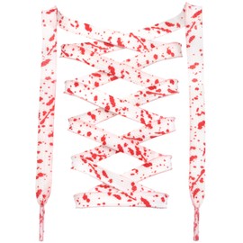 DANHUA Flat Colorful Shoelaces for Sneakers Art Printed Pattern String 2 Pair, 01 White Red, 59Inch (150CM)