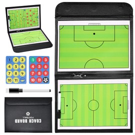 YCRRVAE Soccer Coaching Board,Football Coaches Clipboard Tactical Magnetic Board Kit Foldable Portable Strategy Coach Board with Dry Erase Marker Pen and Zipper Bag for Gift Training