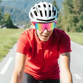 Heveer Cycling Glasses Sunglasses Men's Polarised Sports Glasses UV400 Frameless Protective Glasses for Riding Running Sports Outdoor Pink