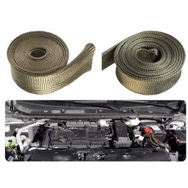 Protector de calor para línea de combustible, protección contra el calor, manguera de auto, bujía, alambre, protector de calor, rollo de botas de 2500 grados para coche y auto cable de freno (1/2 pulgada IDX10 pies, titanio)