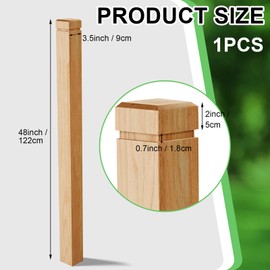 CroBlissful 1 Pcs 3.5 x 48 inch Solid Red Oak Stair Newel Post with a Single Groove Notched Wood Balusters for Staircase Interior Railing Newels for Stair Handrails