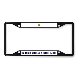 Sign Destination Metal License Plate Frame Us Army Military Intelligence Car Auto Tag Holder Black 4 Holes One Frame