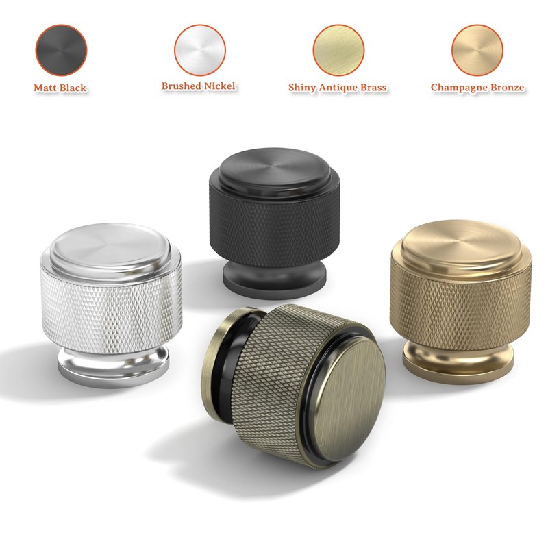 FURNIWARE 10 Pack Shiny Antique Brass Knurled Cabinet Knobs, 25mm