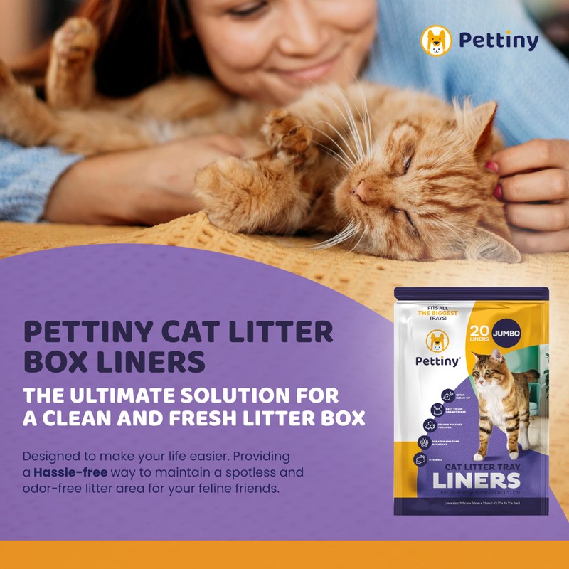 Pettiny 20 Jumbo Litter Box Liners with Drawstrings - Scratch