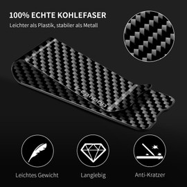 T-carbon Carbon Fibre Glossy Money Clip, Comfortable to Touch, Money Clip for Men, Money Clip for Banknotes, Money Clip, Black