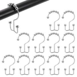 sourcing map 12Pcs Shower Curtain Hooks, Metal Double Glide Shower Rings, Curtain Rolling Shower Hooks for Rust-Resistant Sliding Smoothly, Matte Nickel