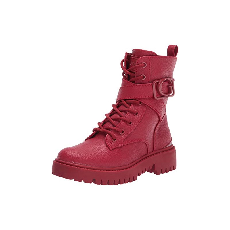 GUESS womens Orana Combat Boot, Red, 7.5 US