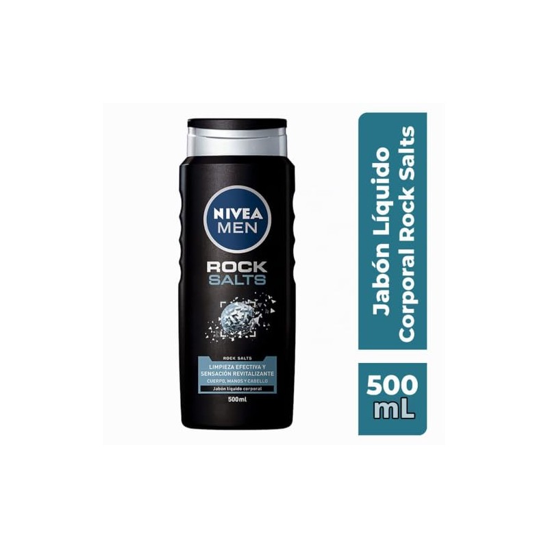 NIVEA MEN Jabón Líquido Corporal Rock Satls (500 ml) jabón