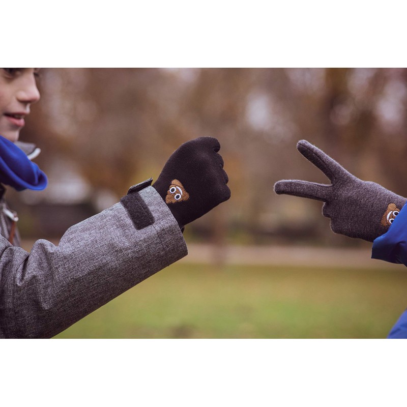EEM Children's Knitted Gloves with Touchscreen Function and Emoji Embroidery,