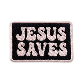 Parche bordado religioso cristiano de Jesús Saves, versículo bíblico para coser o planchar en Jesús Fe Parche para ropa, chaquetas, mochilas, sombreros, regalos para hombres y mujeres, 3 x 2 pulgadas