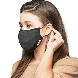 Shero 3-Layer Copper Face Mask with Nose Wire, Washable and Breathable Filtered Face Mask, (Black, M/L)