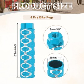 PATIKIL Bike Pegs Fit 3/8 Inch Axles, 4 Pack Aluminum Alloy Anti-Skid Lead Foot Bicycle Peg Back Seat Stands with Circle for BMX Mountain Dirt Bike Cycling Rear Stunt Pegs, Light Blue