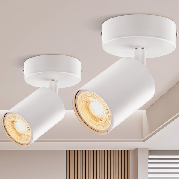 Spotlight 2-Pack, Matt White Round LED Spotlights - Single Rotatable,