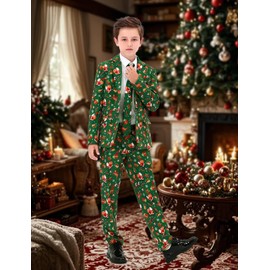A&J DESIGN Christmas Suit for Boys Formal Suit Santa Claus Suit Xmas Outfit Size 8 Green